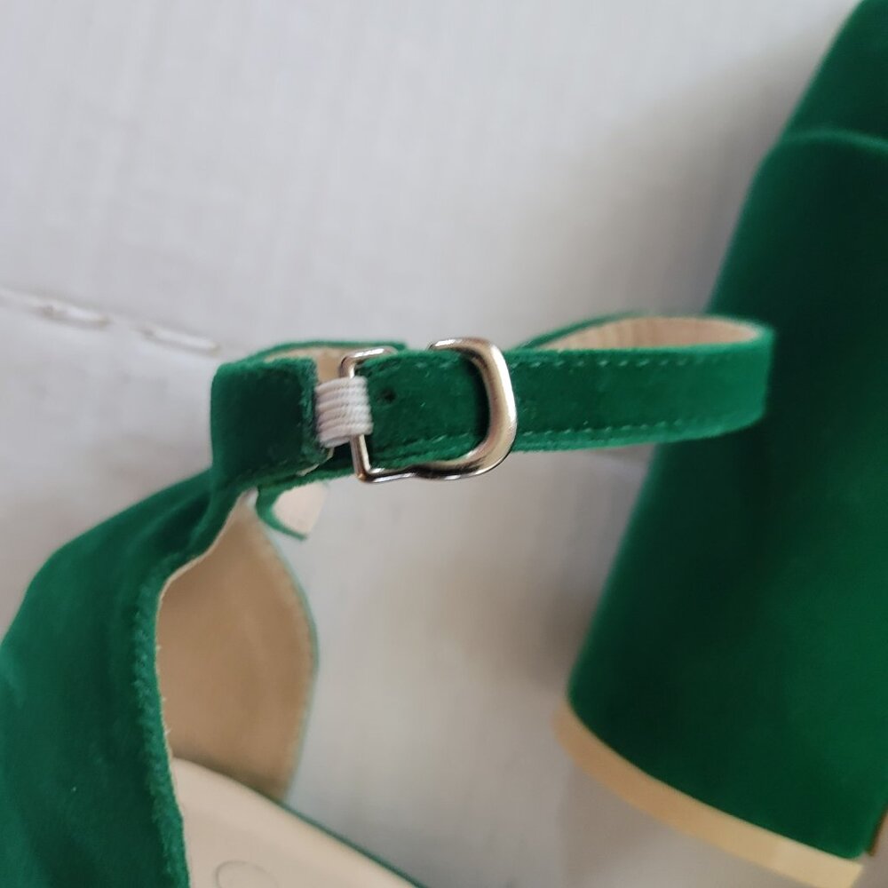Camssoo Brand, Emerald Green Platform Green Platform Faux Velvet Shoes, Size 42 - Picture 6 of 10